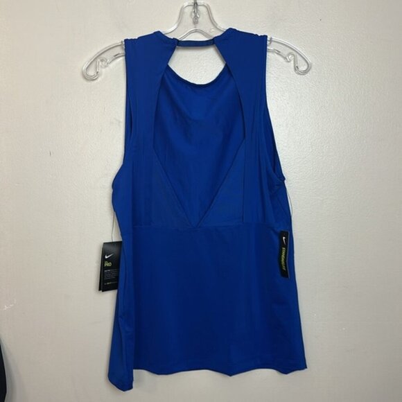 Nike Pro Essential Swoosh Dri Fit Open Back High Neck Workout Tank Top - Picture 9 of 11